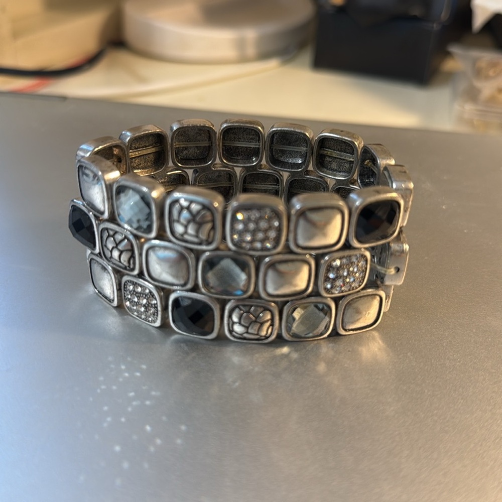 Chico’s Stretch Multi Stone Beautiful Cuff Bracel… - image 2